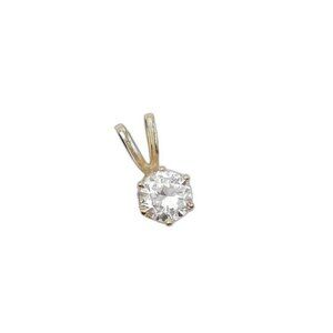 Cubic Zirconia Pendant 0.5 Carat Round Cut Prong Set Gold Tone